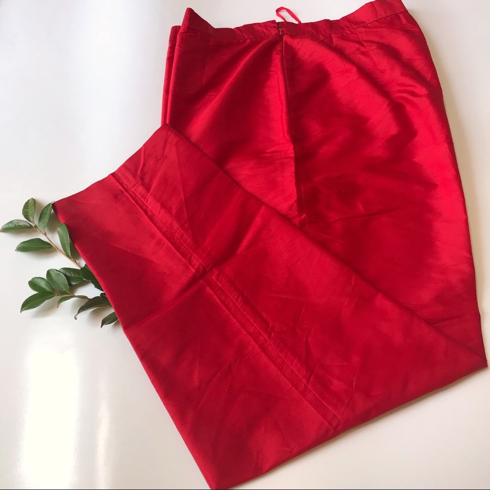 Red Silk Special Occasion Pants with Crease Formal